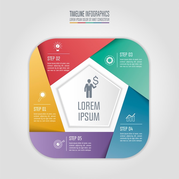 infographic business concept with 5 options.