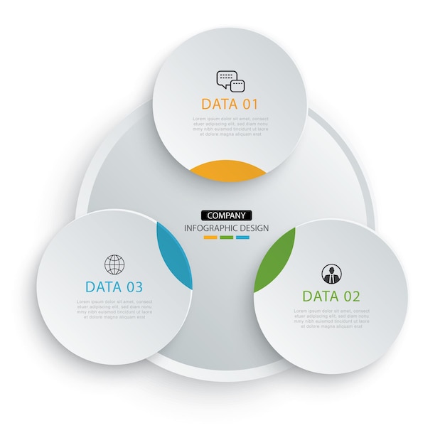 infographic circle timeline with 3 number data template illustration business abstract background
