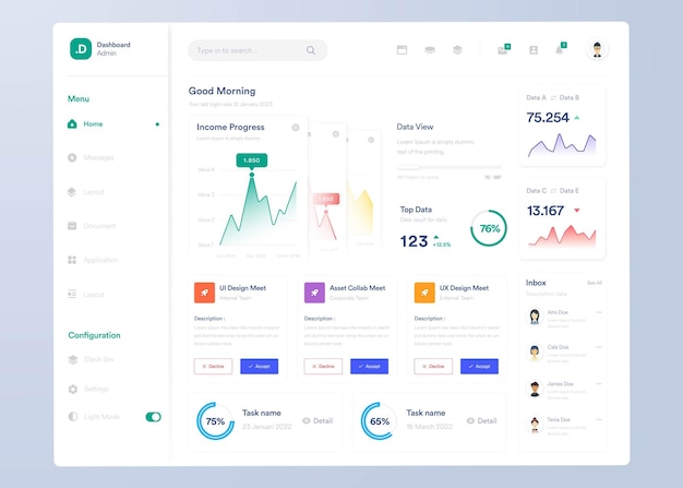 Infographic dashboard UI design with graphs charts and diagrams Web interface template UI UX