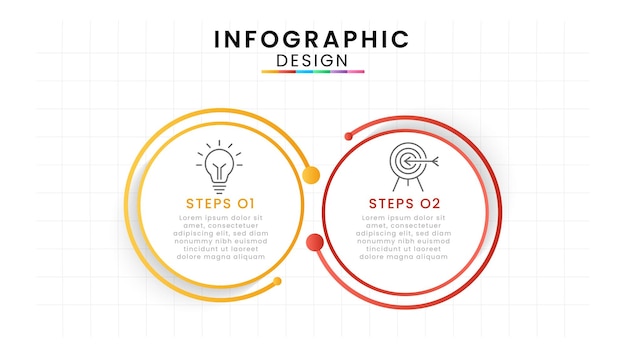 Infographic design template modern timeline 2 options or steps for presentation and report