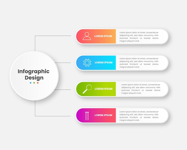 Infographic design with circle for business template. Vector 4 steps