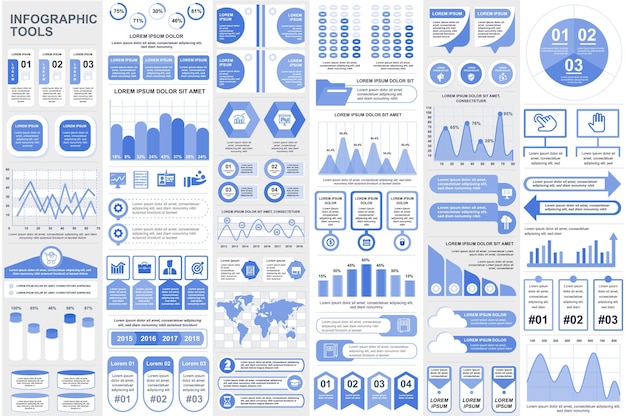 Infographic elements data visualization vector design chart diagram timeline and workflow