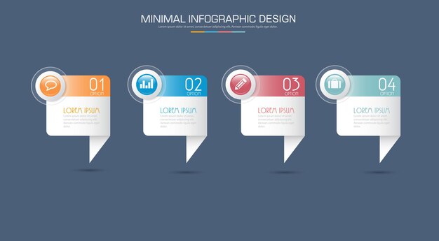 Infographic Elements with business icon process or steps and options workflow vector design
