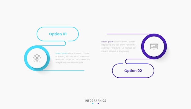 Infographic label design template with icons and 2 options or steps Can be used for process diagram