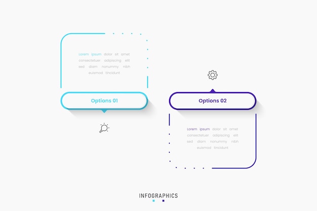 infographic label design template with icons and 2 options or steps can be used for process diagram
