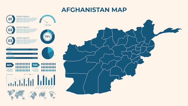 infographic map of afghanistan vector map of a global map in the form of regions of afghanistan