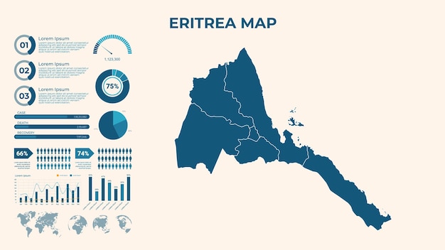 Infographic Map of Eritrea Vector Map of a global map in the form of regions of Eritrea