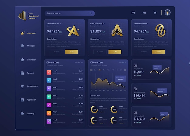 infographic nft dashboard uiux design with graphs charts and diagram