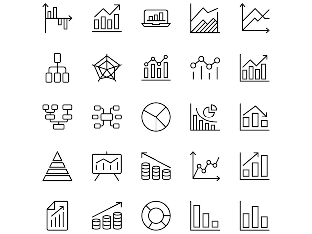 Infographic Outline Vector Flat Icons Pack