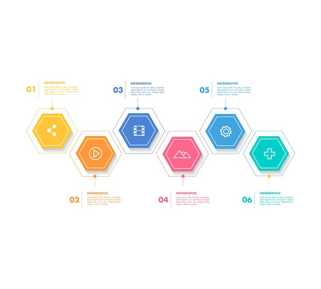 Infographic presentation with hexagonal elements and icons