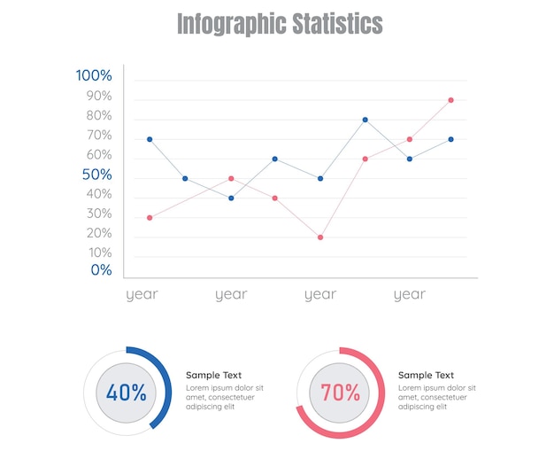 infographic statistics design elements flat line circle charts