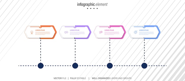 Infographic template for business 4 Steps Modern Timeline diagram with road journey concept presen