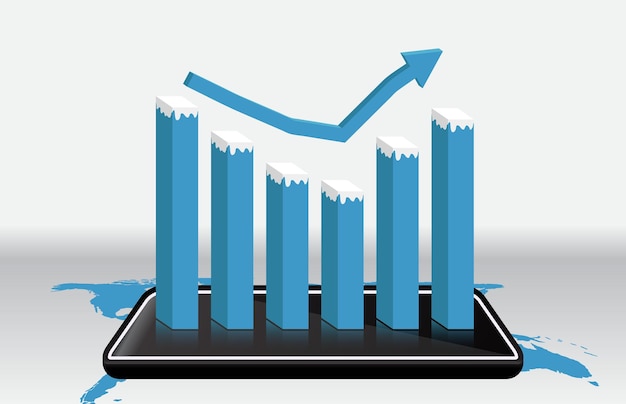 infographic template of recovery graph topic with mobile tablet phone presentation infographic vector