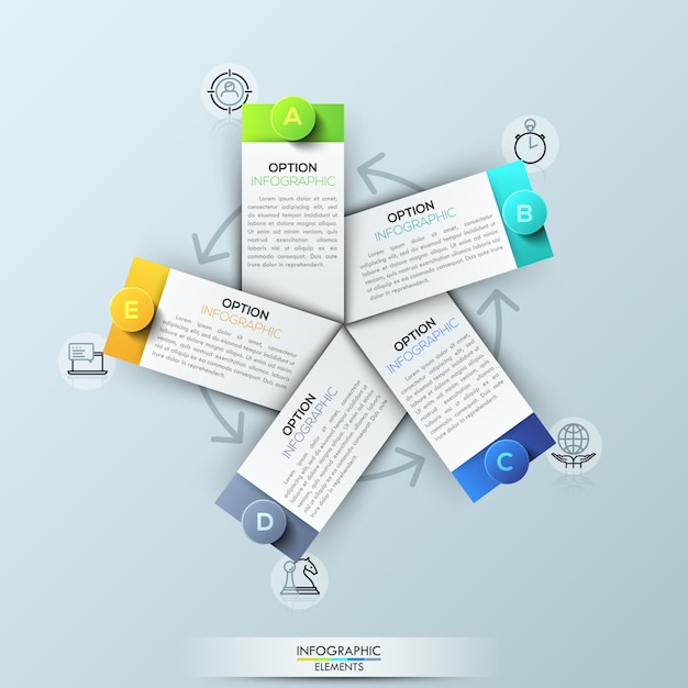 infographic template with 5 rectangular elements