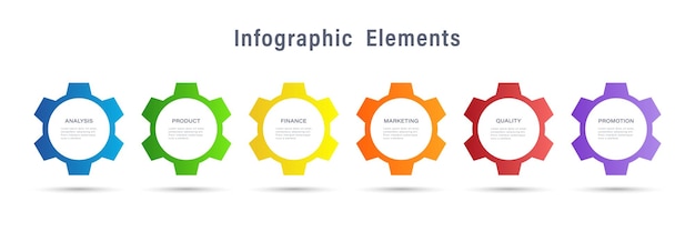 Infographic template with 6 step or options