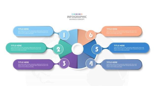 Infographic template with 6 steps process or options process chart
