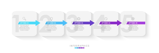 infographic template with icons and 5 options or steps.