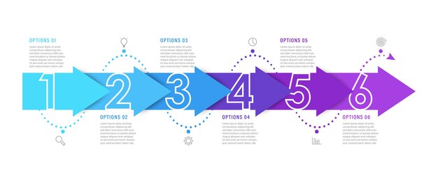Infographic template with icons and 6 options or steps.