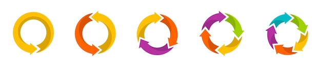 Infographics arrows set Business infographics arrows Circular arrows options Vector pie charts