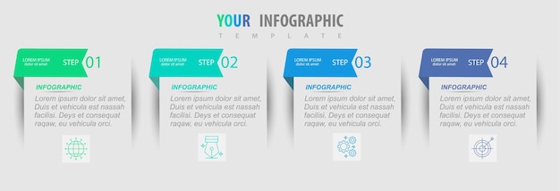 infographics business process with 4 steps or options circles data visualization