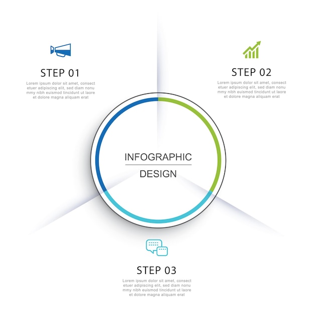 infographics circle timeline with 3 number data template vector illustration abstract background