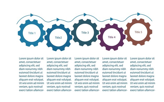 Infographics elements with rotating gear cogs