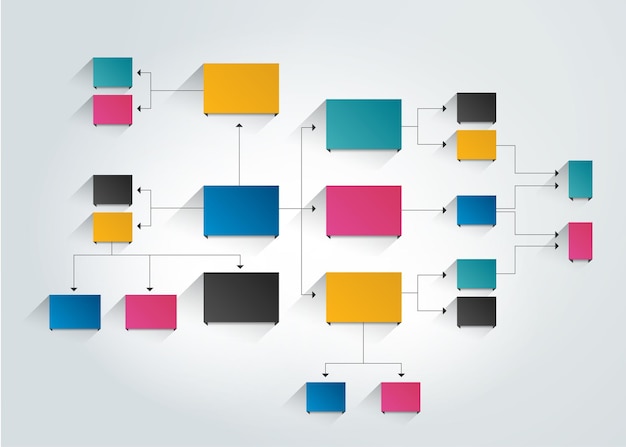 infographics flowchart colored shadows scheme