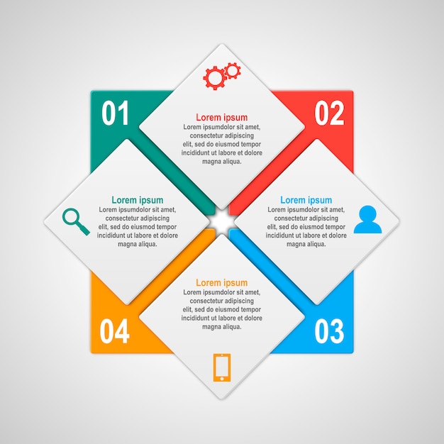  infographics template with four options in material  style. It can be used as a chart, numbered banner, presentation, graph, report, web etc.