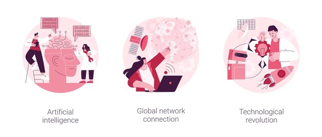 Information era abstract concept vector illustrations