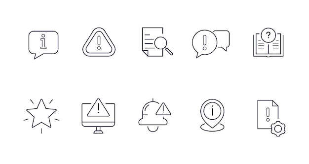 information line icon set privacy policy manual rules instructions inform guide reference