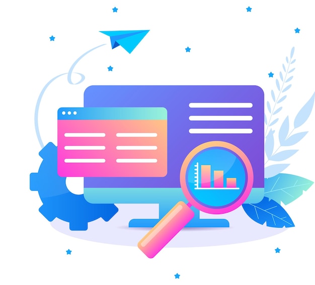 Information search and analysis Desktop with diagram