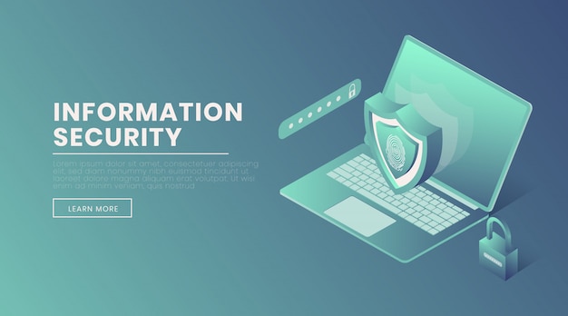 information security landing page vector template