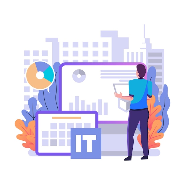 Information technology flat style illustration design