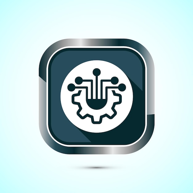 Information technology icon design illustration Digital tech icon Gray Shadow Button Design