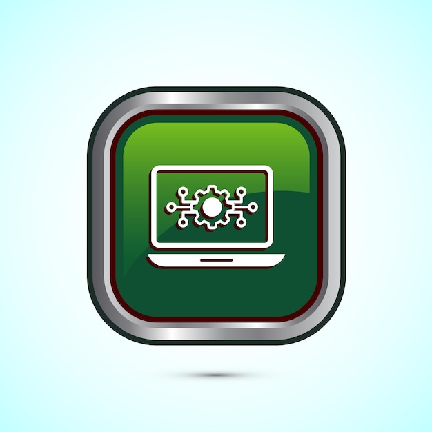 information technology icon design illustration digital tech icon green color square button design