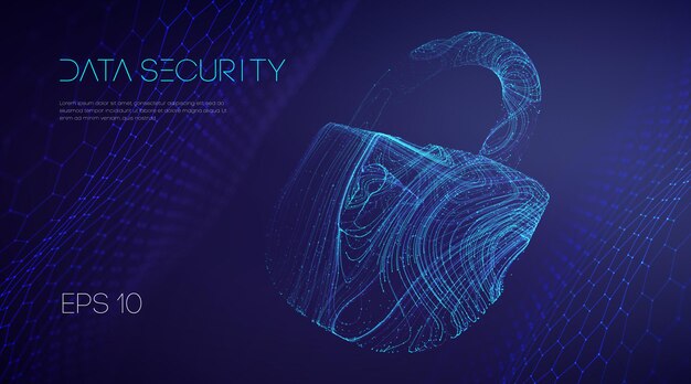 Informationsteknologi cybersikkerhed. IT teamwork cloud e-mail databeskyttelse. Vektorillustration. Netværkssikkerhedsbeskyttelseslås.