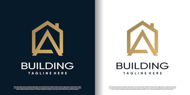 Initial a logo design template with building concept premium vector