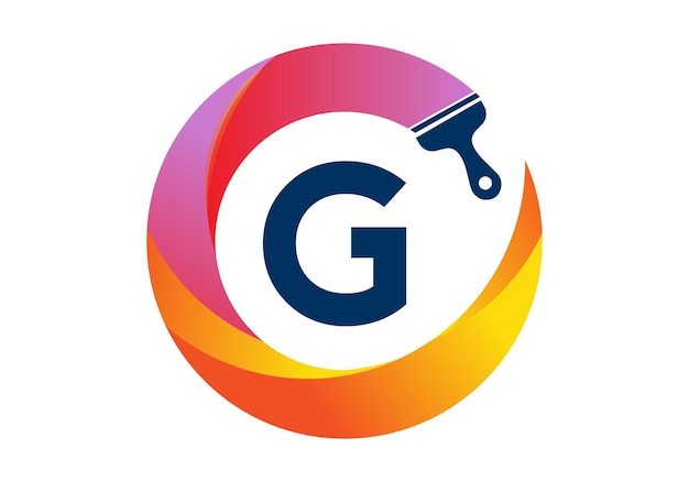 initial g monogram letter alphabet in a circle with brush splash transparent gradient color style