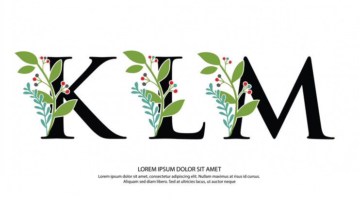 Vektör initial k l m letter logo with flower shape