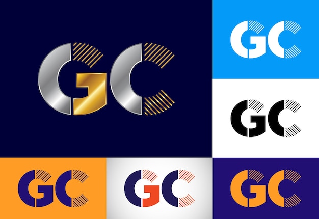 initial letter g c logo design vector graphic alphabet symbol for corporate business identity