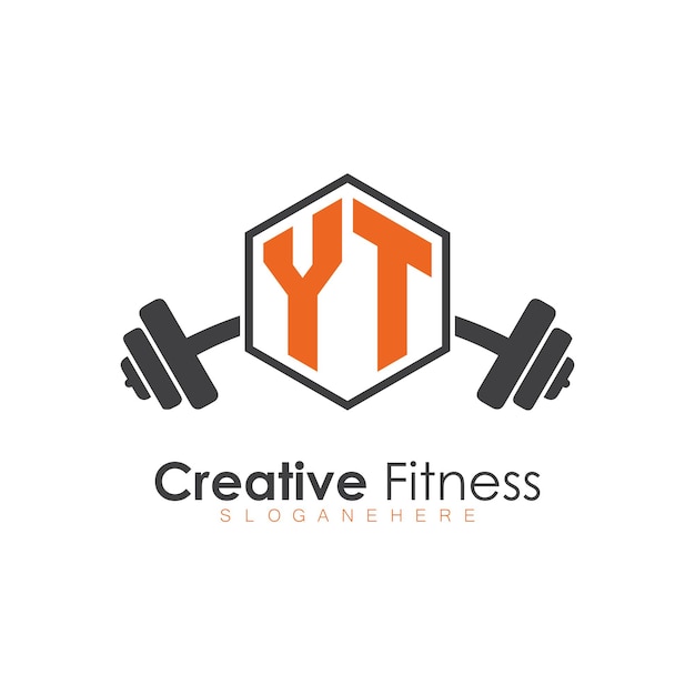 initial monogram for Fitness logo with Polygon style design