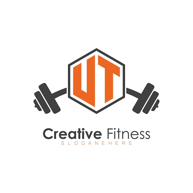 initial monogram for Fitness logo with Polygon style design