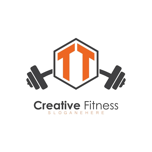 initial monogram for Fitness logo with Polygon style design
