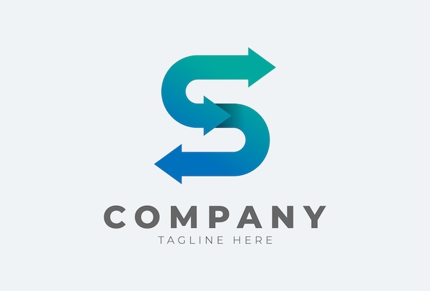 Initial S logo. letter S with arrow in gradient colour usable for finance, logistic and company logo