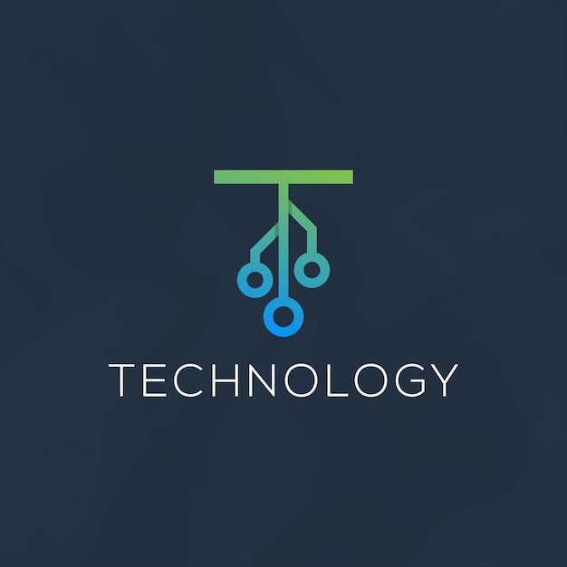 Initial T letter with element technology logo design template