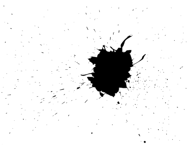 Ink blot with tiny splashes Black colour splash element