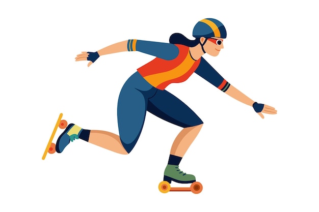 Inline skating flat vector illustration on white background
