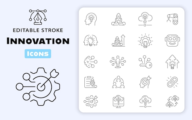 Innovation technology vector outline icon set Futuristic science and tech icons