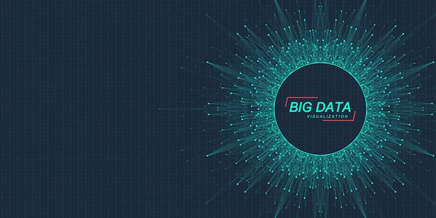 Innovative technologies for processing big data, analysis and structuring of information. Big data visualization. Big data machine learning algorithms. Capturing data. Futuristic vector illustration.