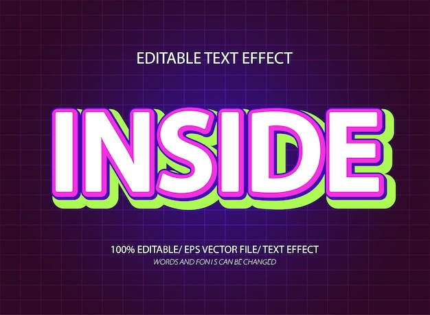 Inside 3d editable text effect template